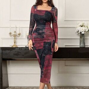 Elegant Women's Red and Black Dress